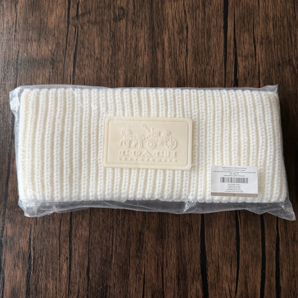 Coach Cream Ribbed Knit Headband Ear Warmer NWT
